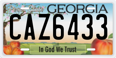 GA license plate CAZ6433