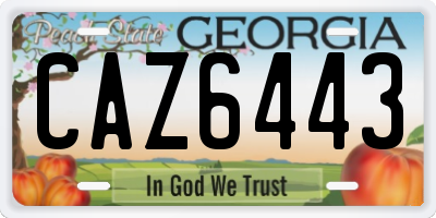 GA license plate CAZ6443