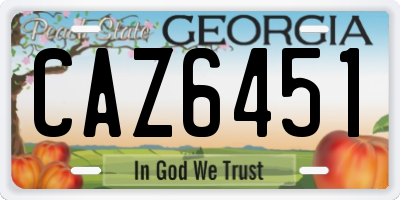 GA license plate CAZ6451