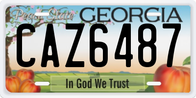 GA license plate CAZ6487