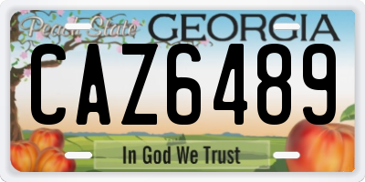 GA license plate CAZ6489