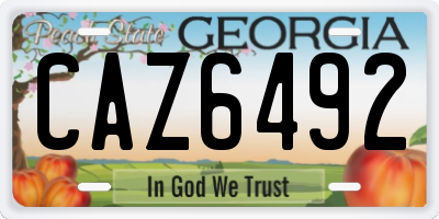 GA license plate CAZ6492