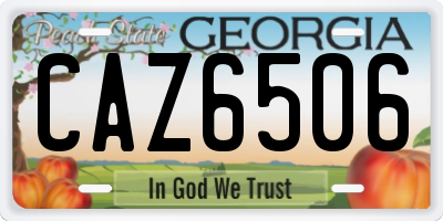 GA license plate CAZ6506