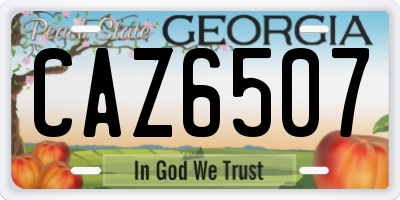 GA license plate CAZ6507