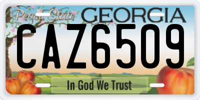 GA license plate CAZ6509