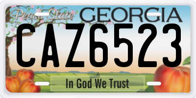 GA license plate CAZ6523