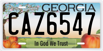 GA license plate CAZ6547