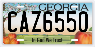 GA license plate CAZ6550