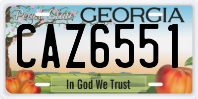 GA license plate CAZ6551