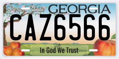 GA license plate CAZ6566