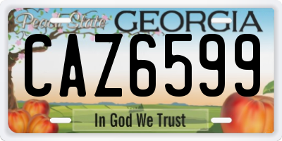 GA license plate CAZ6599