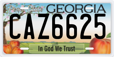 GA license plate CAZ6625
