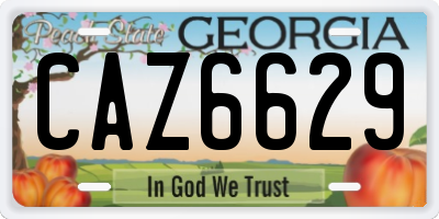 GA license plate CAZ6629