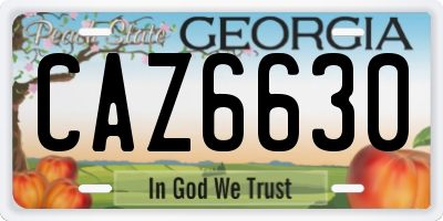 GA license plate CAZ6630