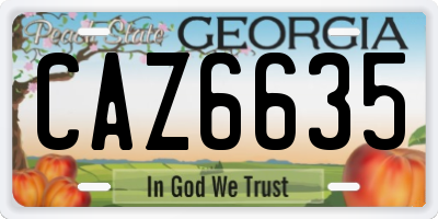 GA license plate CAZ6635