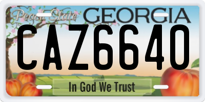 GA license plate CAZ6640