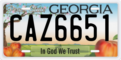 GA license plate CAZ6651