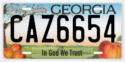GA license plate CAZ6654