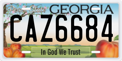 GA license plate CAZ6684