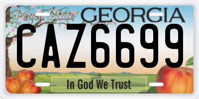 GA license plate CAZ6699