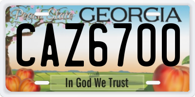 GA license plate CAZ6700