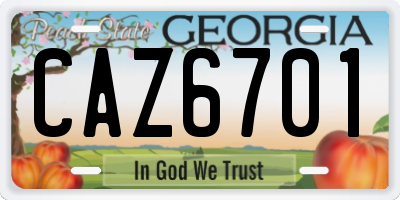 GA license plate CAZ6701