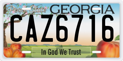 GA license plate CAZ6716