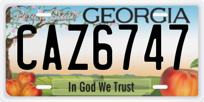 GA license plate CAZ6747