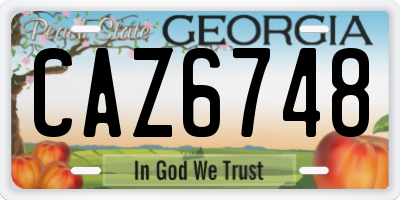 GA license plate CAZ6748