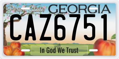 GA license plate CAZ6751