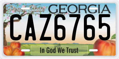 GA license plate CAZ6765