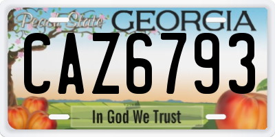 GA license plate CAZ6793