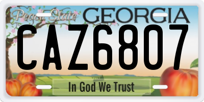 GA license plate CAZ6807