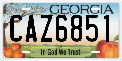 GA license plate CAZ6851