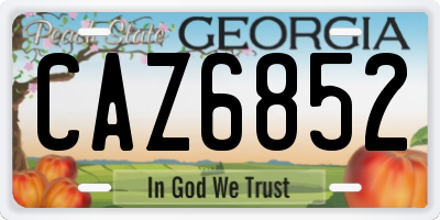 GA license plate CAZ6852