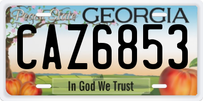GA license plate CAZ6853