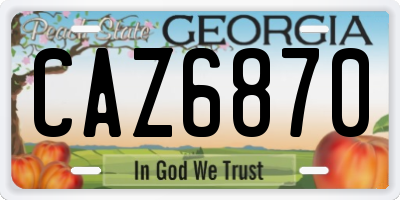 GA license plate CAZ6870