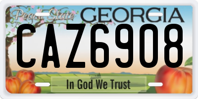 GA license plate CAZ6908