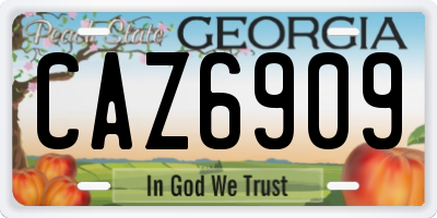 GA license plate CAZ6909