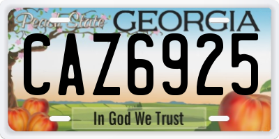 GA license plate CAZ6925