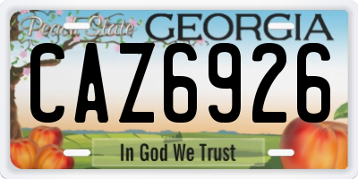 GA license plate CAZ6926