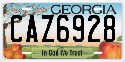 GA license plate CAZ6928