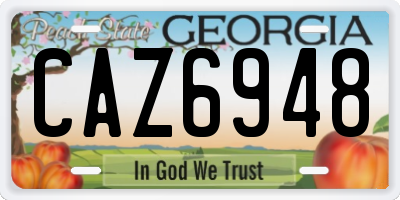 GA license plate CAZ6948