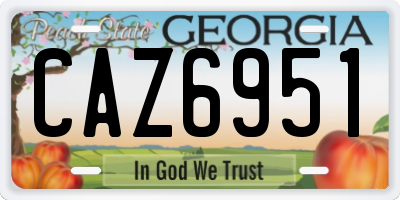 GA license plate CAZ6951
