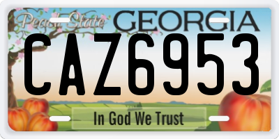 GA license plate CAZ6953