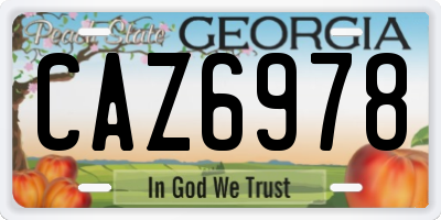 GA license plate CAZ6978