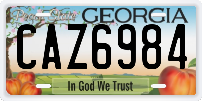 GA license plate CAZ6984