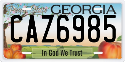 GA license plate CAZ6985