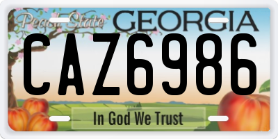GA license plate CAZ6986