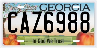 GA license plate CAZ6988